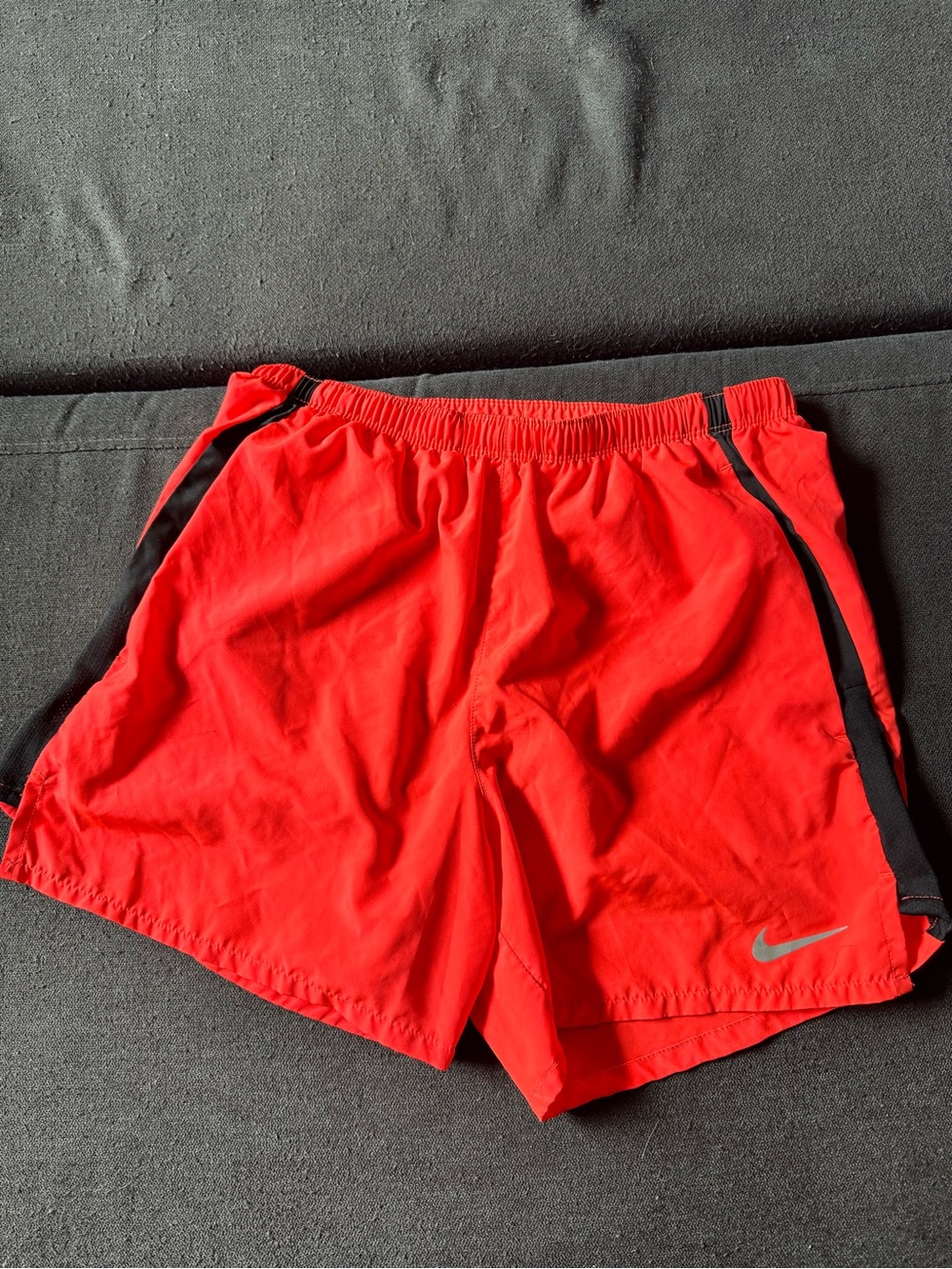 Nike Red Athletic Running Shorts with Black Accents